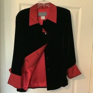 Black velvet and red satin holiday jacket. Worn once